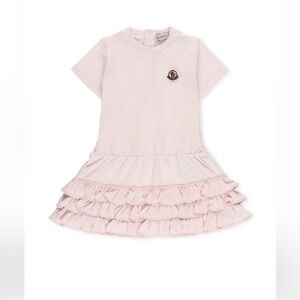 Moncler Pink Kids Dress with Ruffle Skirt
